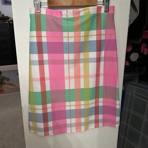 Pink Plaid Mini Pencil Skirt (L)